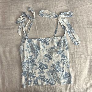 Reformation Ellora Top Tank 10 blue and white floral NWOT